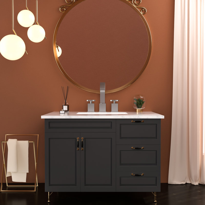 Robinet de lavabo de salle de bain en nickel brossé avec 2 poignées - Laiton massif et acier inoxydable, livré avec des conduites d'évacuation d'eau pour un robinet de lavabo fonctionnel en noir mat robuste