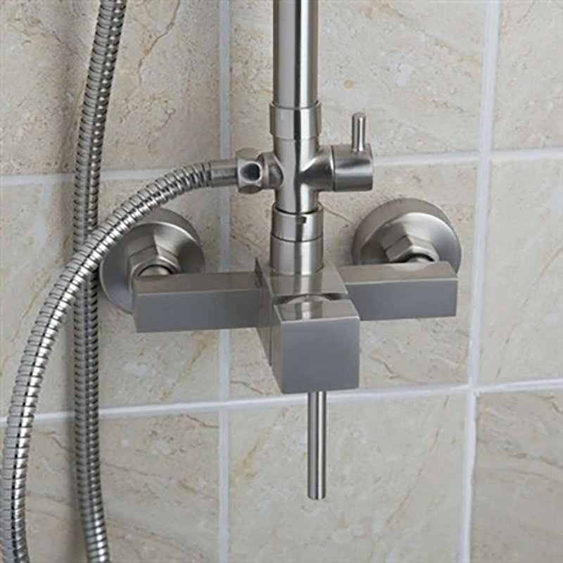 Milan Wall Mount Brushed Nickel Shower Set with Faucet