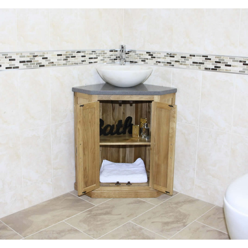 Delapena 550 mm Single Vanity with Vessel Stone Basin, White
