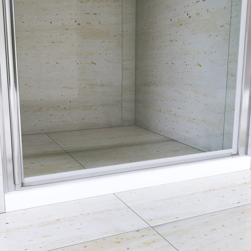 Porte de douche pivotante demi-cadre l 32 po x H 72 po au fini nickel brossé, Nickel brossé