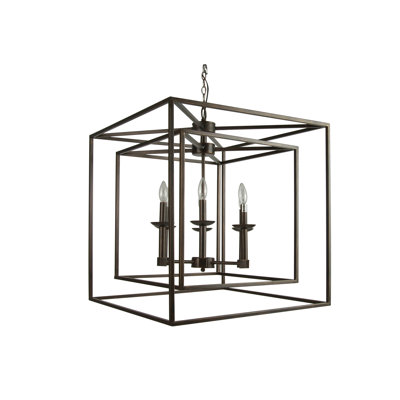 6-Light Brown Iron Double Square Pendant
