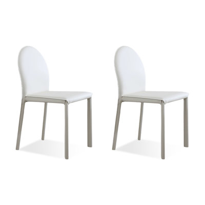 White Solid Back Carbon steel Side Chair(Set of 2)