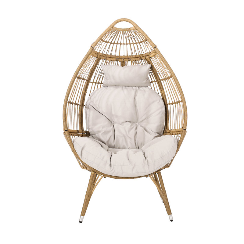 Fauteuil moderne en forme de larme pour le confort de votre cour avec panier polyvalent - fini brun
