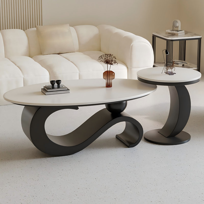 Ensemble de tables basses ovales minimalistes en ardoise, H 17,72 po x L 47,24 po x l 23,62 po