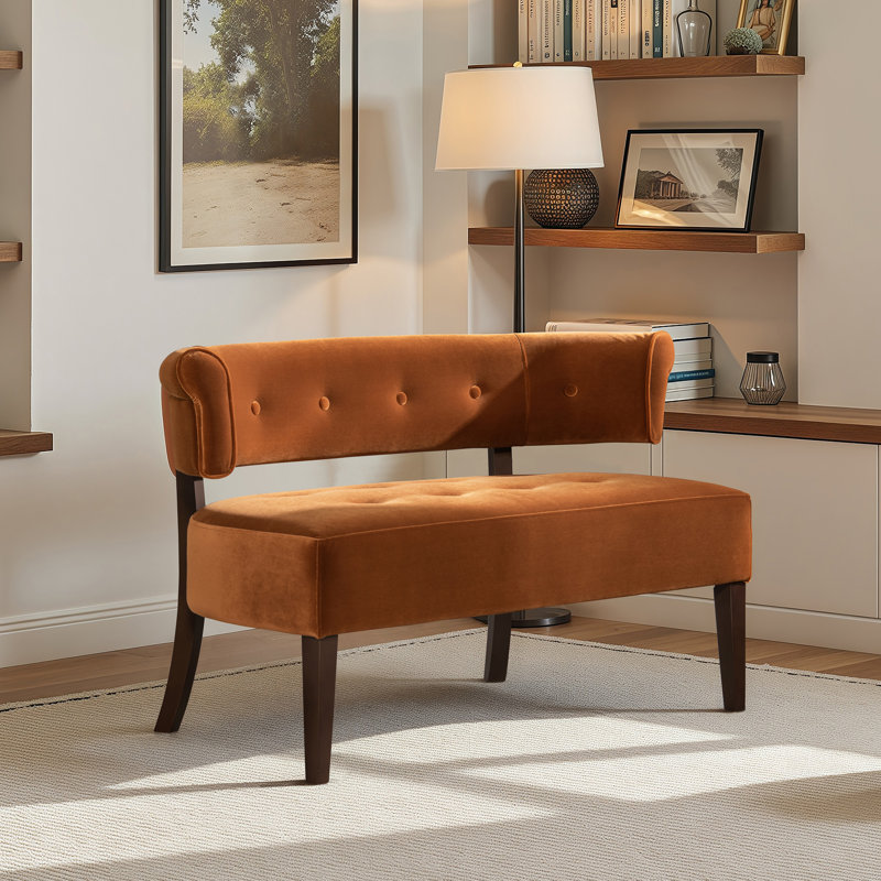 Ilithya 51'' Velvet Settee, Orange