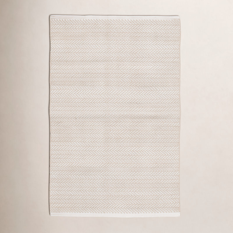 Herringbone Linen/White Handwoven Indoor/Outdoor Rug, Rectangle 3' x 5'
