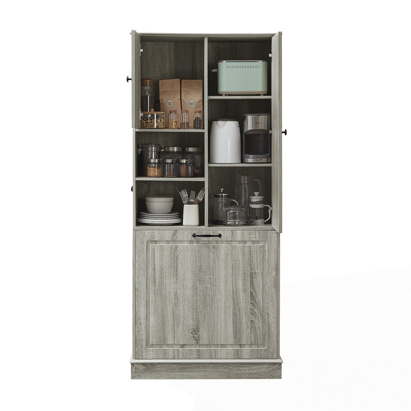 Tall Storage Cabinet with Adjustable Shelves, Oak