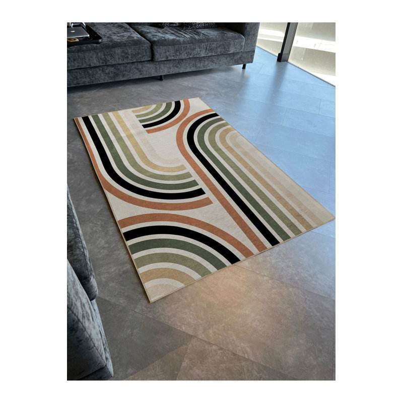 Multi Color Mixed Stripe Line Pattern Creative Modern Decorative Machine Washable Area Rug, Runner 3'3" x 9'10"