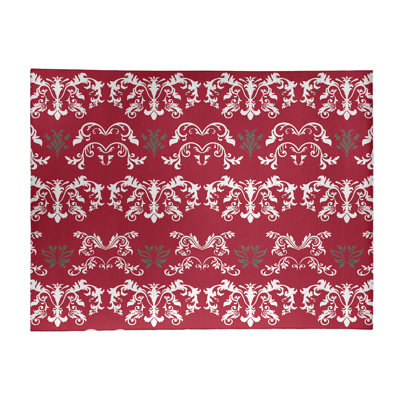 Tapis rouge / blanc Damask