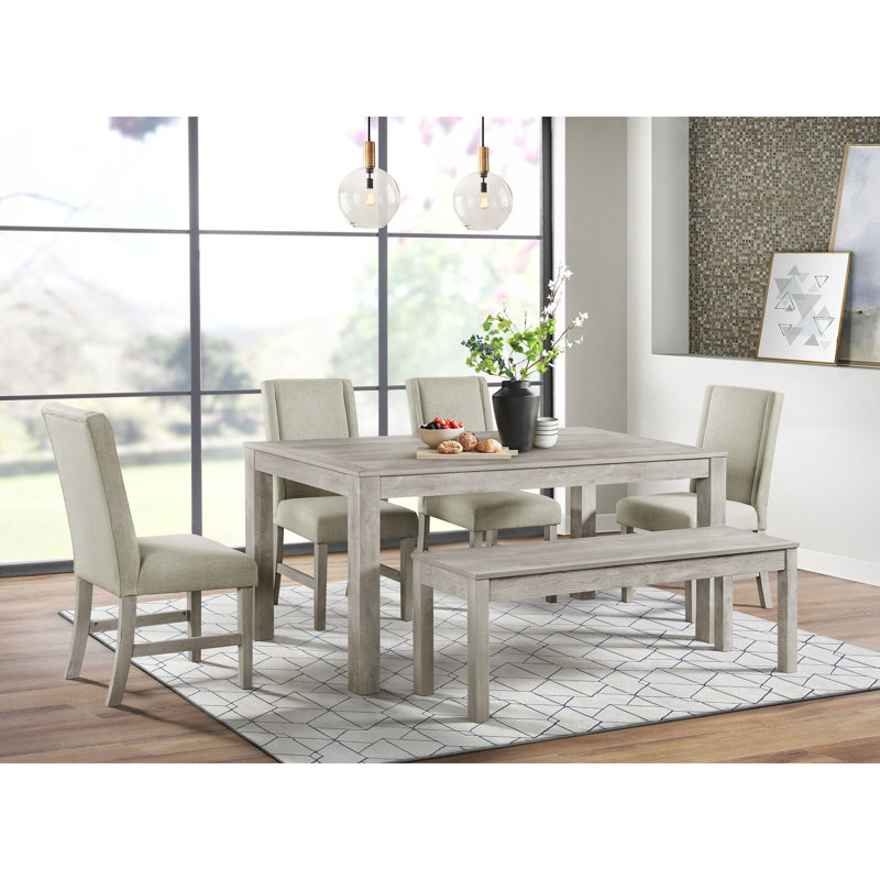 Ensemble de salle à manger Windley, 6 pièces: table, banc, 4 chaises