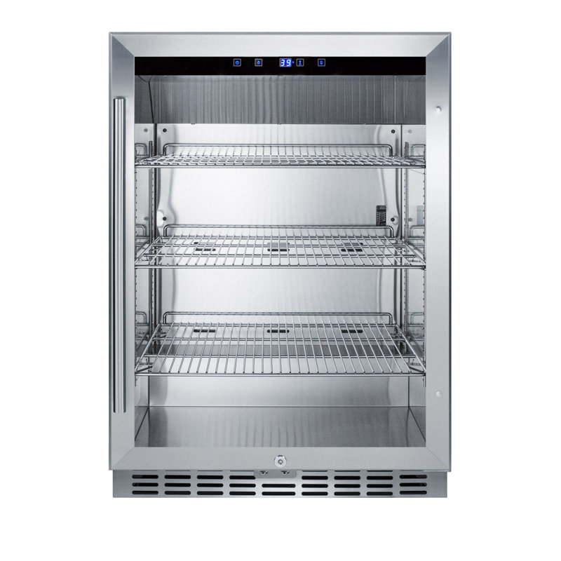Summit Appliance 23.38'' W Convertible 108 Cans (12 oz.) 5 Cubic Feet Outdoor Rated Beverage Cooler with Reversible Glass Door