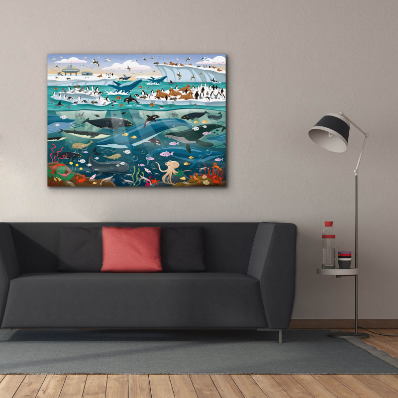 «Antarctique Sealife» par DoodleScapes, art mural sur toile, 54 po x 40 po, H 40 po x l 54 po