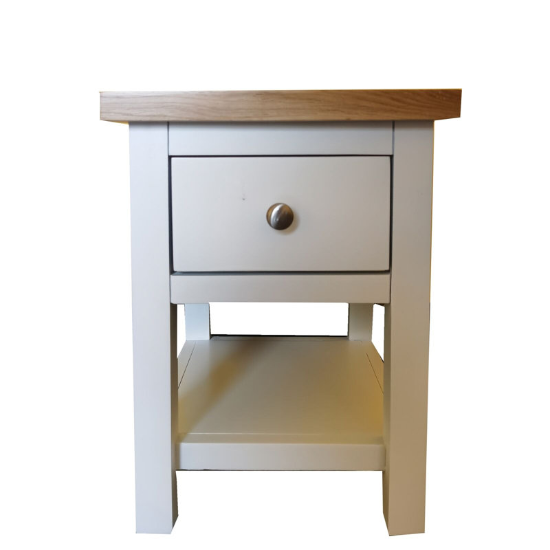 Zeb 36cm W Solid Wood Bedside Table, White