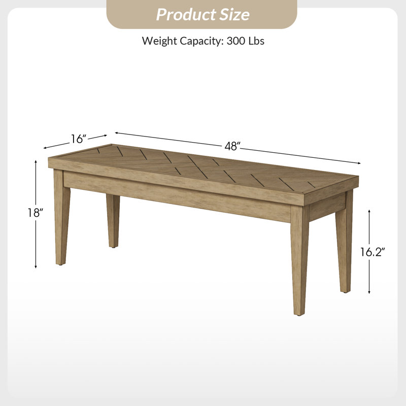 Banc en bois massif Amarionna Classic, Naturel