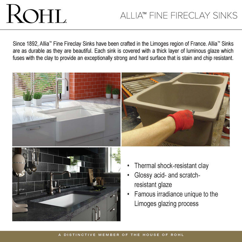 Allia 32" White Fireclay Single Bowl Farmhouse Sink