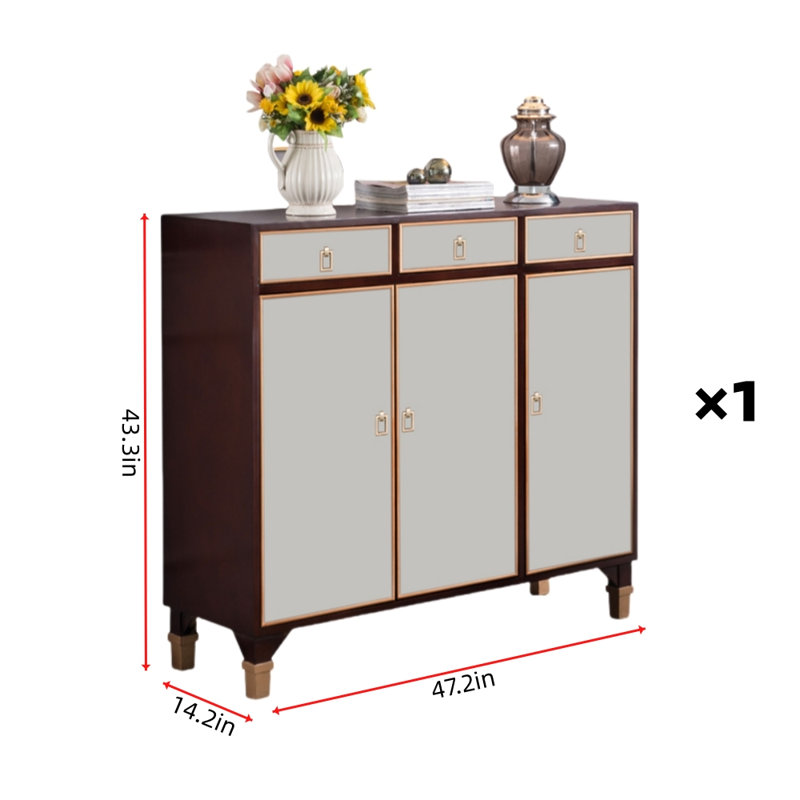 Buffet décoratif American Style Minimalist, Brun / blanc / or