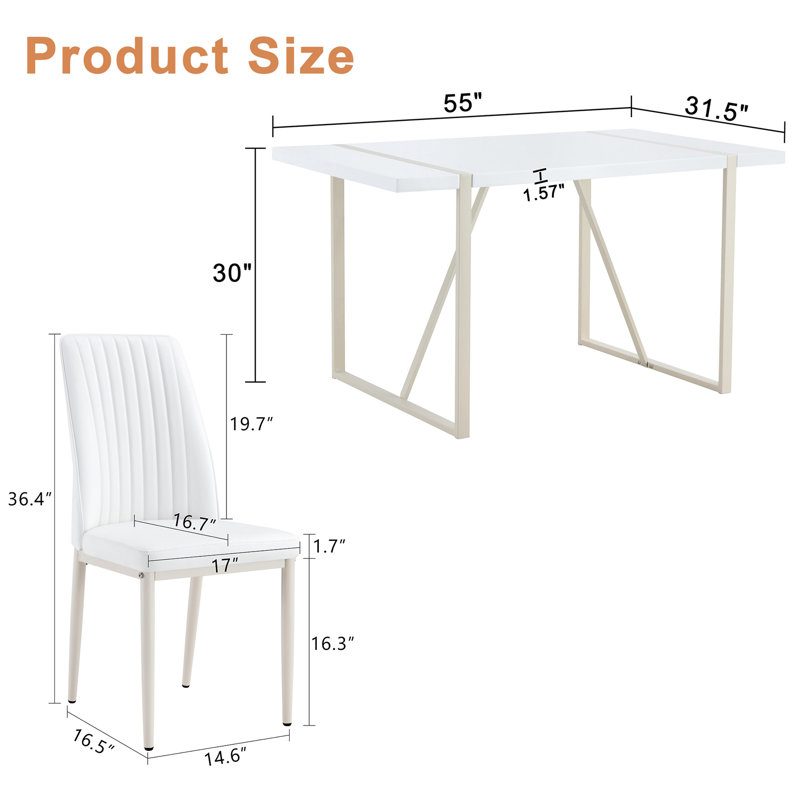 Dining Table Set With Armless Chairs.The Backrest Of The Dining Chair Is Designed With Multiple Vertical Stripes., 5