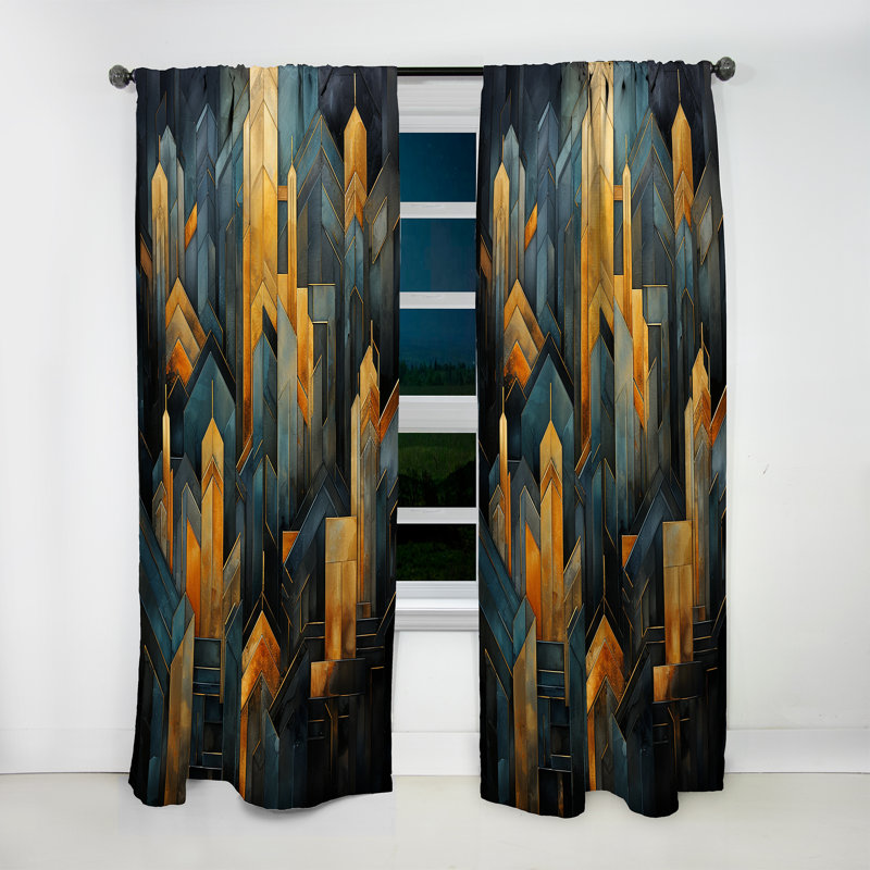 Dupuis noir et or Dupuis - Rideau moderne - Velours obscurcissant - 1 panneau, L 52 po x L 95 po