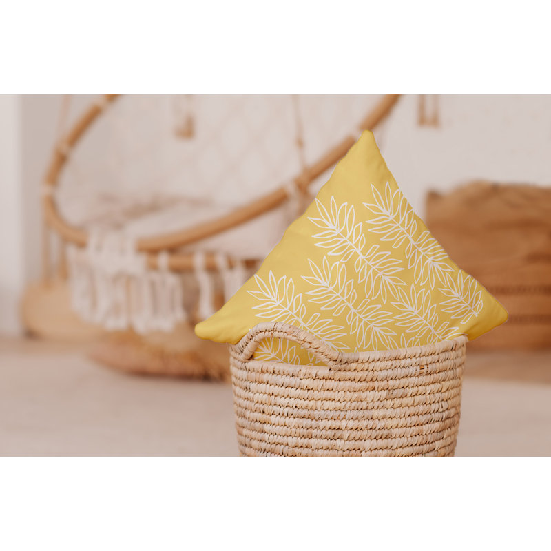 Coussin Bee and Comb, H 16 po x l 16 po, Jaune / blanc floral