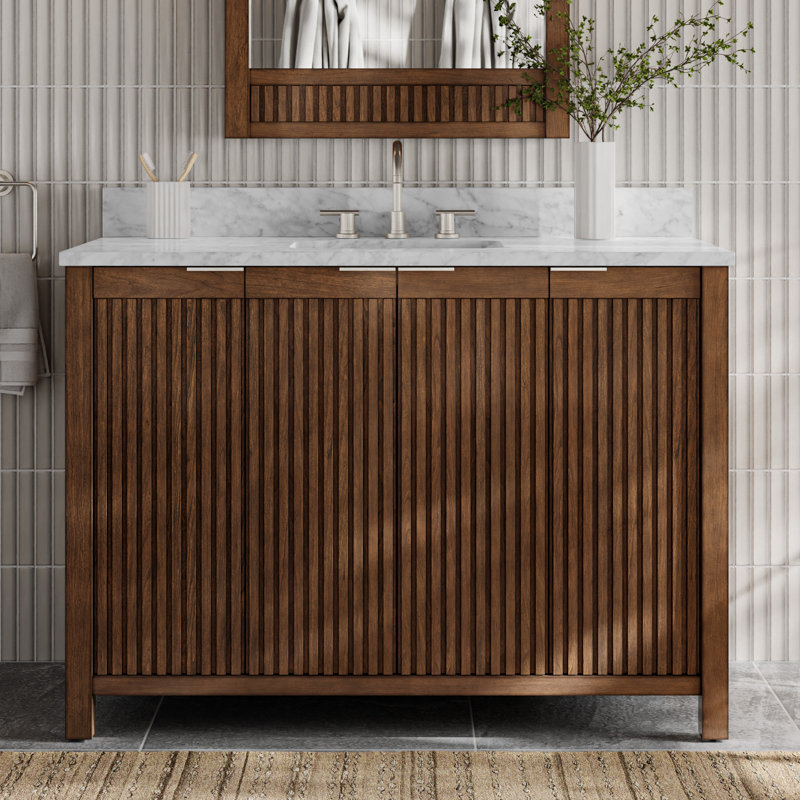 Through Lines 48" Single Bathroom Vanity, Brown, 8" Widespread