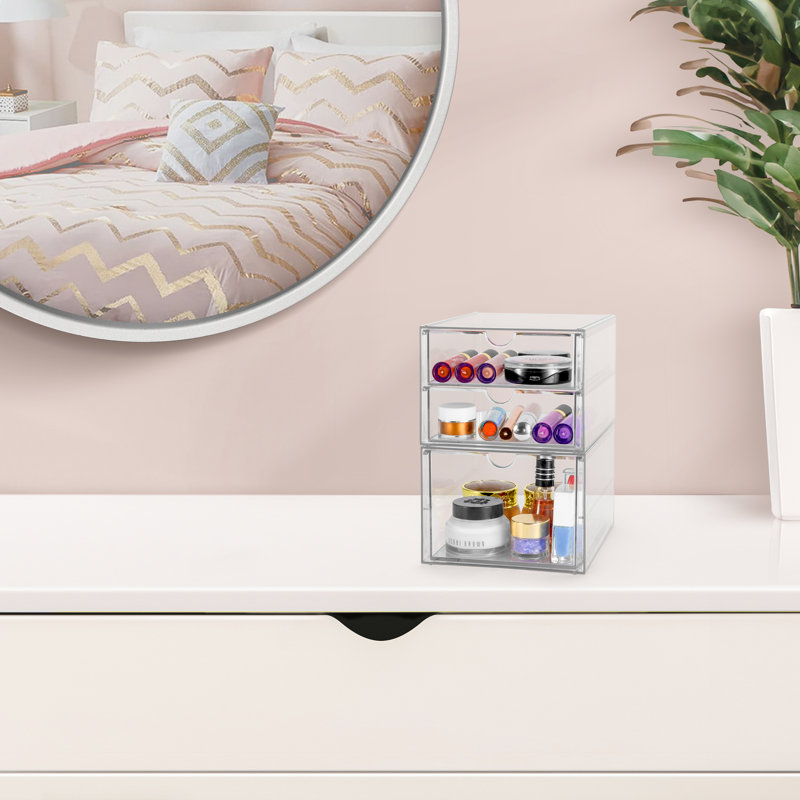 Bacs de rangement et de rangement transparents Sorbus avec 3 tiroirs, 2 casiers de rangement empilables pour le bureau, la cuisine, l'artisanat et plus encore