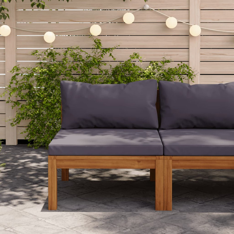 Canapé du milieu en bois d'acacia massif gris foncé 25,6 po x 27,2 po x 24,6 po, Gris foncé