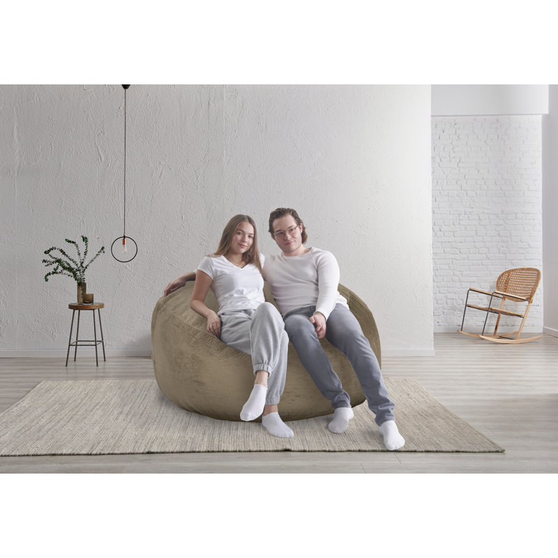 Grand fauteuil à billes classique, Microfibre / microsuède taupe