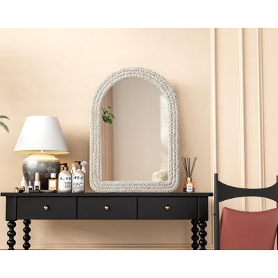Dennard Arch Cornhusk Mirror 42 in Linen White