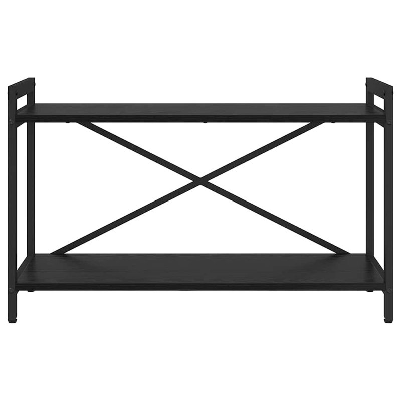 Steel Bookcase, Black, (2 Shelves) 48.5cm H x 80cm W x 30cm D