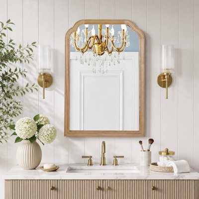 Solid Wood Frame Rounded Corner Decorative Mirror