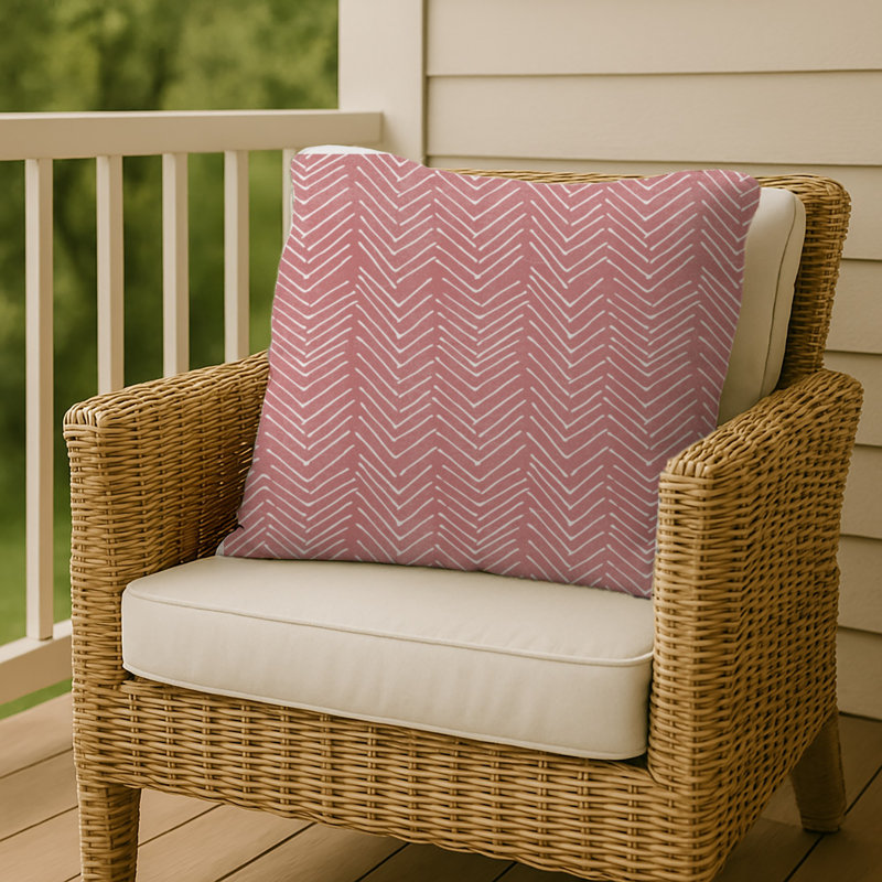 Chevron Outdoor Reversible Throw Pillow, Pink, 20" x 20"