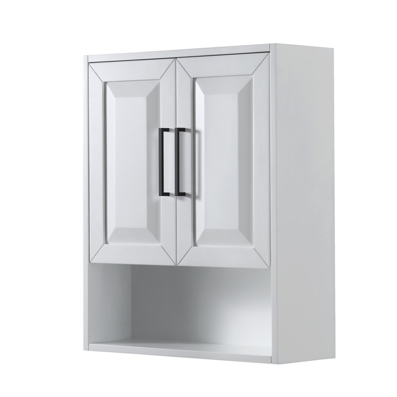 Daria Bathroom Cabinet, White/Matte Black Trim