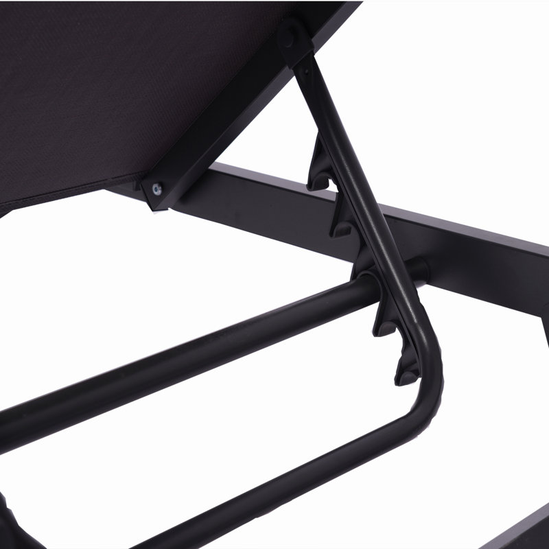 Chaise longue inclinable longue 75 po (ensemble de 2), Noir