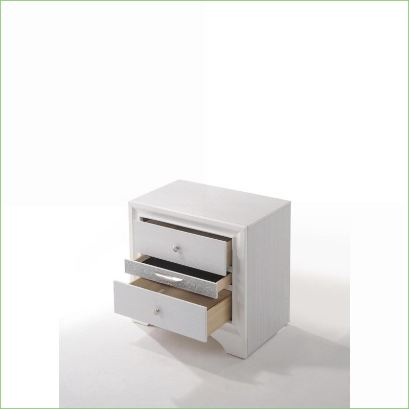 Table de chevet 2 tiroirs Naima, Blanc
