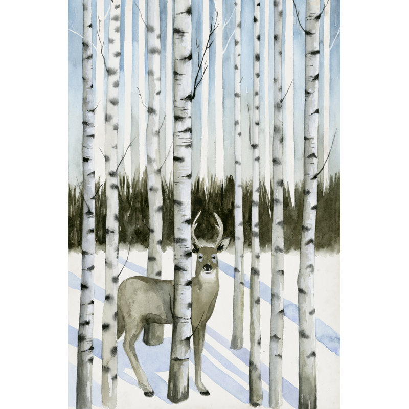 Deer in Snowfall I by Grace Popp - Painting Print, 76cm H x 51cm W, Wrapped Canvas