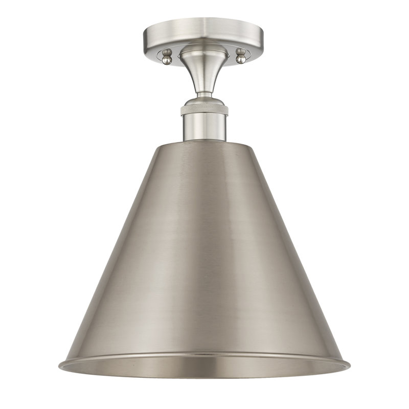 Plafonnier semi-encastré Jacquee, Nickel satiné brossé, Nickel satiné brossé, H 14,75 po x l 12 po x P 12 po