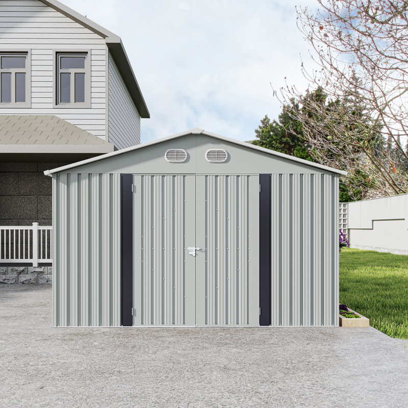 Remises durables avec rangement, jardin moderne en métal 10 pi x 12 pi