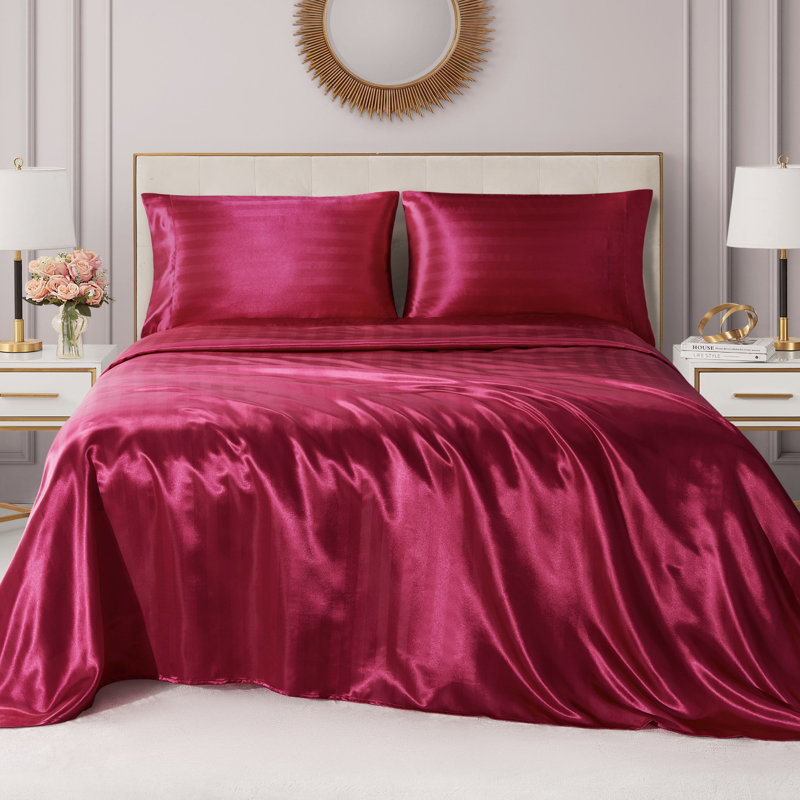 Juicy Couture Silky Satin Damask Sheet Sets, Hot Pink, Twin XL Sheet Set