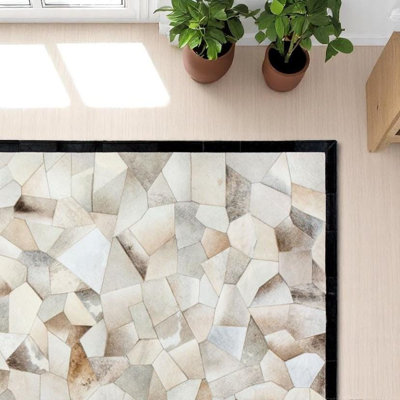 Tapis en peau de vache, tapis en cuir de veau_7,83 po x 10 pi