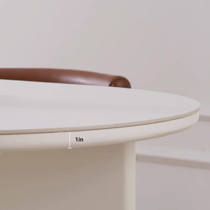 Table de salle à manger en marbre de style crème, H 29,5 po x L 63 po x l 31,5 po