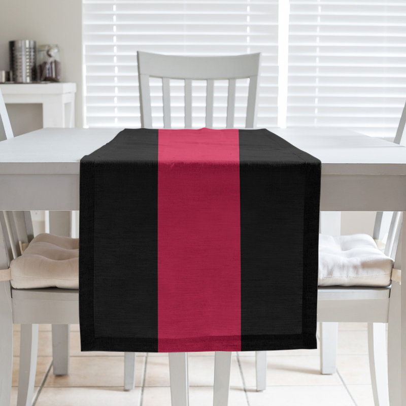 Toronto Basketball Table Runner, 90" L x 16" W, Black/Red/Black, Poly Twill