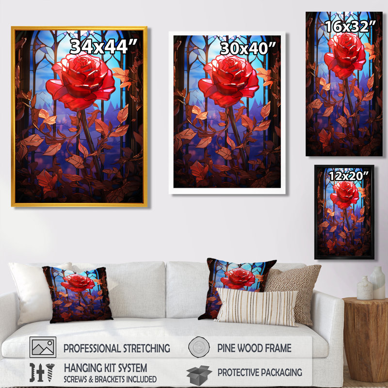 Église Saint-Rose rouge avec art mural, Toile tendue, H 40 po x l 30 po x P 1,5 po