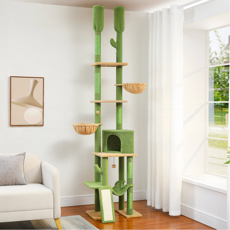 Tour pour chat réglable à 7 niveaux Cactus, Vert