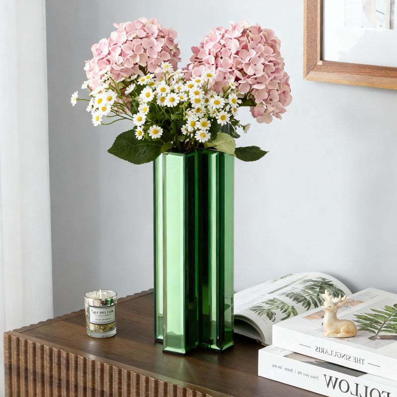 Irmfried X-Shaped Handmade Green Glass Table Vase, Green