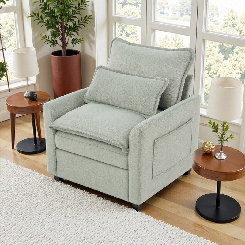 Fauteuil d'appoint moderne à une place avec poches de rangement, revêtement moelleux moelleux, capacité de poids de 300 lb