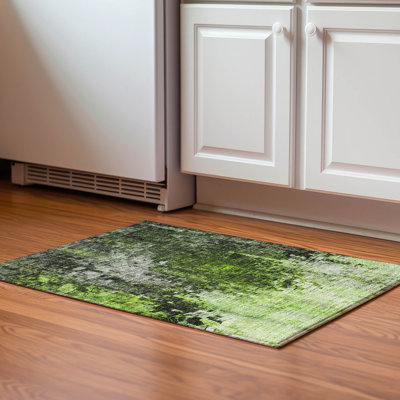 Premium Machine Washable Cerrito AMF581 Green Rug