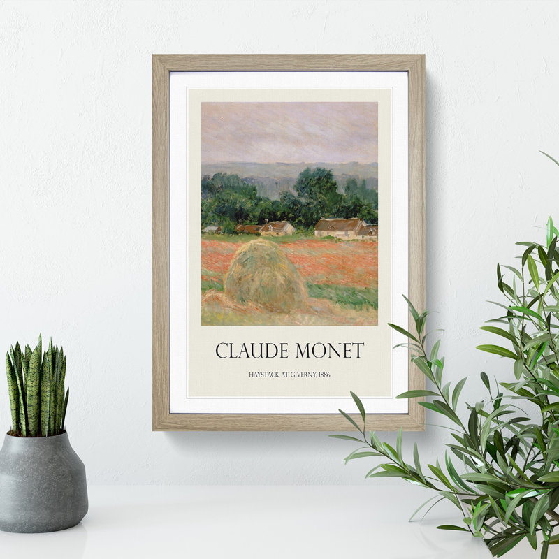 Haystack at Giverny by Claude Monet - Picture Frame Painting, Oak Framed, 48cm H x 36cm W x 2cm D