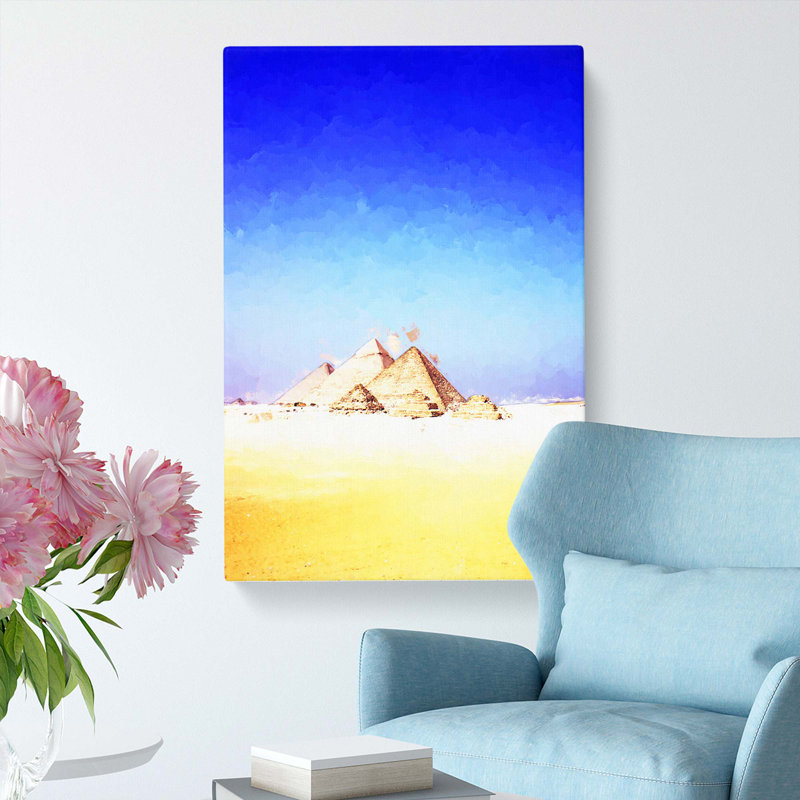 Camel by the Pyramids of Giza in Abstract - Wrapped Canvas, 50cm H x 35cm W x 3cm D