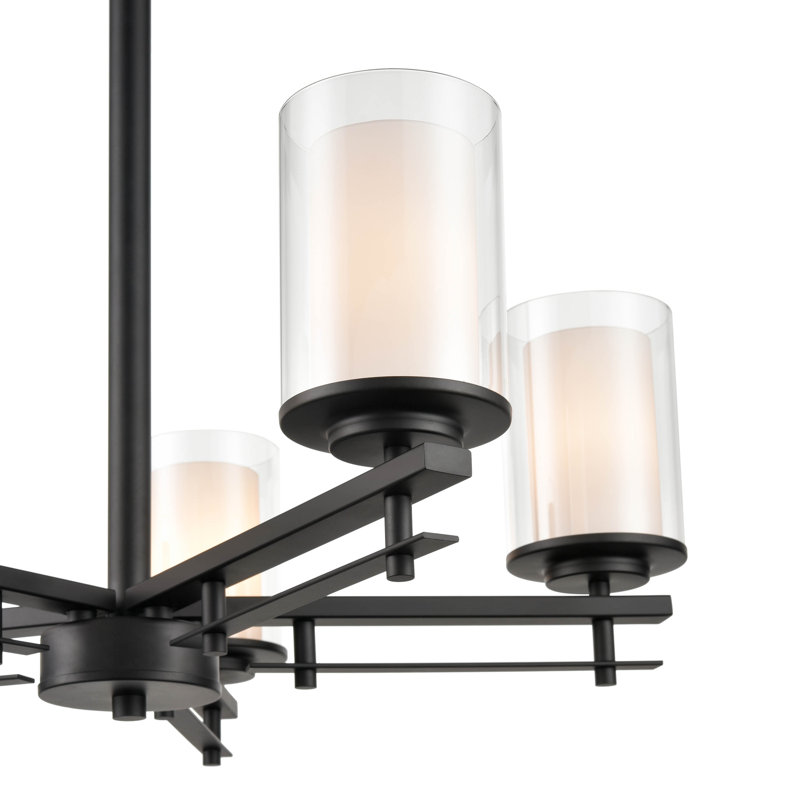 5 - Light Dimmable Classic / Traditional Chandelier, Matte Black