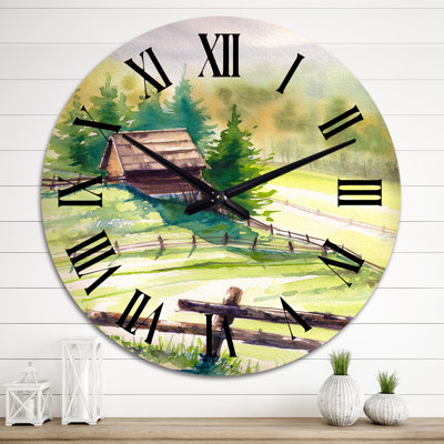 Little House in The Green Mountains - Country Wall Clock